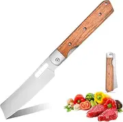 Folding Chef Knife 8Cr14Mov Stainless Steel Ultra Sharp Pocket Peeling Utility Knife Fruit Knife Natural Olive Handle Camping BBQ Trip Outdoor Portable Kitchen Knife