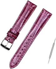BHUTMPJK Accessories Leather Suitable Fit For Zenith ELITE Watch Strap 17mm Purple Black for