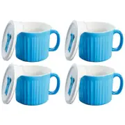 Corningware 1114682 20 oz Light Blue Meal Mug with Plastic Vented Lid (4-Pack)