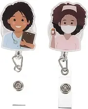 CAXUSD 2 pcs Retractable Nurse Badge Holder with Swivel Card Holder for Hospital and School Use Design Flexible Reach Practical and Wear Resistant