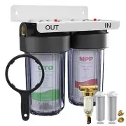 SimPure 2-Stage Whole House Water Filter System Spin Down Sediment Filter 1" NPT