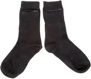 [BITS AND PIECES] Black Dress Socks With Hidden Zipper Pocket-Cotton/Spandex Fits Men Sizes 7-12 2-pairs, Black, One size