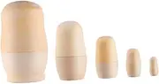 Unpainted Stacking Toys Russian Nesting Dolls by 5pcs Set DIY Matrioska Modeling Toys Handicrafts Keepsake