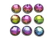 200 Rainbow AB Flatback Acrylic Faceted Round Sewing Rhinestone Button Bead 10mm