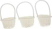 Cabilock 3Pcs Rattan Woven Baskets Handheld Vegetable Baskets for Picnic Storage Rattan Design Lightweight and Convenient for Home Decor and Organizing