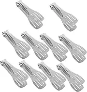 FUNOMOCYA Sturdy Mini Tongs for Buffet Appetizers Ice Set of 10 Stainless Steel Food Serving Clips for Family Gatherings Weddings