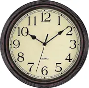 Silent No Tick Ro Retro Quartz Clock Wall Clock (12 Inches) Retro color