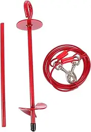 Sosoport 1 Set 360 Dog Stake - Dog Rope Rotating Dog Leash Holder Outdoor Dog Supply Puppy Stake Leash Steel Dog Pile Dog Tie Out Stake Dog Camping Stake Dog Leash Fixed Pile Red