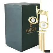 24K Gold Plated Crystal Studded Musical Note Decorative Wind Chime by Matashi