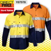Work Shirts Yakka HI VIS Cotton Twill Long Sleeve with Tape Ventilated Y07978