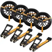 4 Pack Ratchet Car Tie Down Strap with Flat Hooks 2" x 144'' Heavy Duty 10,00...