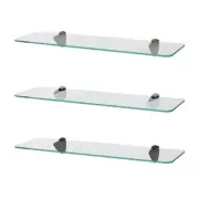 Rounded Floating Glass Bathroom Shelf 50cm Chrome/Black/Gold Shower Storage Rack