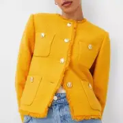 Ann Taylor Petite Short Patch Pocket Jacket in Fringe Tweed