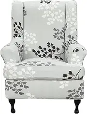 NILUOH Wing Chair Slipcovers 2 Pieces Stretch Spandex Wingback Chair Covers Sofa Slipcover Printing Wingback Armchair Slipcovers Furniture Protector Couch Soft with Elastic Bottom, 11
