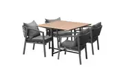 Livsip 5PCS Outdoor Dining Setting Wood-Plastic Table Chair Set