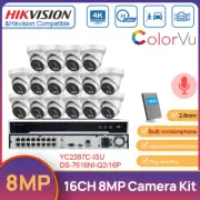 Hikvision 16CH 4K NVR 8MP Audio Full Color POE IP Security Camera System HDD Kit
