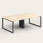 Recess Quad Desk | Office Desk | Office Workstation, Maple / Black / Boxed