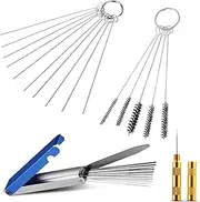 Carburetor Cleaning Kit, Premium Torch Tip Cleaner,Stainless Steel Carburetor Carbon Dirt Jet Remove Cleaner, 13 Cleaning Wires Set + 10 Cleaning Needles+ 5 Nylon Brushes+ 1 Sharp Pick Tool Kit