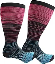 Compression Socks for Women Plus Size | Athletic Stockings - Plus Size Compression Socks Wide Calf Support Sock for Women Men Nurses Pregnant Travel