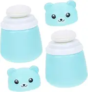 BELLIFFY Talcum Powder Containers 2pcs Lovely Bear Powder Puff Box Sturdy Abs Pp for Newborns