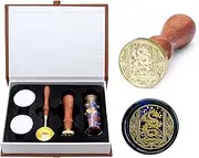 SWANGSA Starry Dragon Wax Seal Stamp Kit with 60pcs Sealing Wax Beads, Melting Spoon and Gift Box, Great for Embellishment of Party Invitations, Wine Packages, Gift Idea