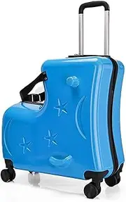 [Generic] Ride on Suitcase - Digit Password Lock Suitcase with Seat | Toddler Luggage Ride On, 20in Quiet Suitcase Wheels, Seat Belts, Handlebars, Pedals 6-12 Years Old Trolley Case