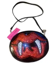 Betsey Johnson Vampire Fangs Crossbody Bag Purse Halloween Bejeweled Novelty NWT