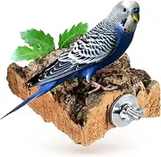 XL Cork Pick Stone for Birds and Rodents Pick Stone Made of Natural Cork (Natural Cork Bark) for Grinding and Crunching Disinfected, Bird Accessories & Toys Made of Cork, Stainless Steel Fixing