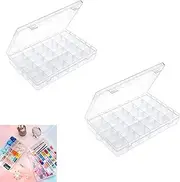[KCTOAMZ] 2PCS 36 Grids Clear Plastic Organizer Box for Jewelry, Beads, Earrings, Cosmetics & Crafts with Adjustable Dividers | Storage Container for Tackle, Thread, DIY Supplies