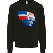 Curled Dominican Republic Flag Dominicanos Day Kids Sweatshirt Jumper