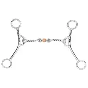 JK BAR H EQUINE Western Gag Bit with Twisted Three-Piece Copper Roller Mouth