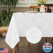 Romanstile Jacquard Rectangle Tablecloth, Waterproof Elegant Damask Rose Flor
