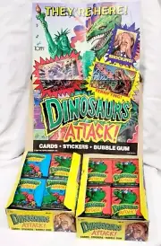 1988 Topps Dinosaurs Attack Cards 1 Sealed Wax PACK From Box 5 Cards 1 Sticker