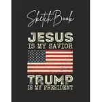 SKETCHBOOK: JESUS IS MY SAVIOR TRUMP IS MY PRESIDENT VINTAGE AMERICAN THEME MARBLE SIZE BLANK SKETCH BOOK JOURNAL COMPOSITION BLAN