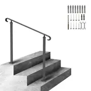 Adjustable Black Iron Handrail for 2-3 Steps - Secure and Stylish Installation