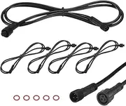 uxcell 5-Pack Waterproof Extension Cable, 3 Pin 3.28 Ft/1m Extension Cord Wire with 22AWG IP67 Male and Female Connectors for Outdoor Spotlights/LED Deck Lights [Black]