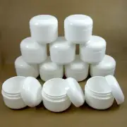 24 White 17 Oz Plastic Cosmetic Double Cream Empty Dome Jars Cap