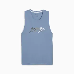 PUMA 背心 慢跑系列 RUN FAV 湖水藍 圖樣 運動背心 男 52508220