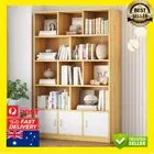 Alpha 10-Shelf 3-Door Wardrobe Cupboard Bookshelf Cabinet (Oak)