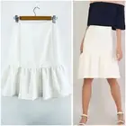 Maison Poi Size 1 (8) Ivory Peplum Frill Midi Skirt Australian Designer NWT