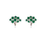 Culturesse Austrian Cubic Zirconia Little Broccoli Stud Earrings Sterling Silver