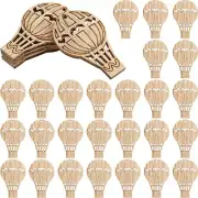 , 30 Pack Mini Wooden Air Balloon Cutout Unfinished Wood Pieces Rustic Slices Em
