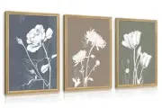 WLHARTT Botanical Wall Art Boho Canvas Art Set of 16L" x 12W" Blue Brown(Wood)