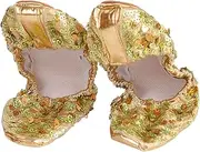 [TOGEVAL] 1 Pair Anti-Slip Dance Shoes Jazz Heels Round Plate Latin Shoes for Ballet Yoga Size s 34-35 Golden