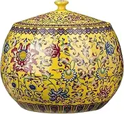 Ceramic Rice Jar, High Temperature Firing, Beautiful And Practical, Large Capacity Rice Jar, Can Store Rice,grains, Nuts And Other Grain(Yellow)