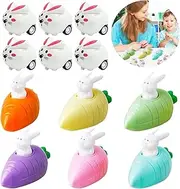 Wind-up Rabbits, Pack of 12 Rabbit Car Set, Rabbit Clock Movement Toy Car, Wind-up Rabbits with Carrot, Easter Bunny Wind-Up Toy, Easter Pull Cars, for Children Boys Girls