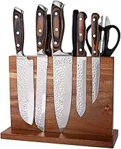 Solid Wood Magnetic Knife Block, Magnetic Knife Holder with Strong Magnets on Both Sides, for Multipurpose Storage of Kitchen Knives.