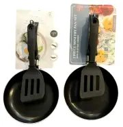 CORE Kitchen Mini Fry Pan Sets with Slotted Turner - 1 Red / 1 Blue - LOT of 2