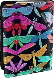 [GaxfjRu] Cute Dragonflies Print Leather Passport Holder Covers Case, Waterproof Travel Wallet Passport Holder for Women Men, Black, One Size