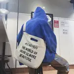 FINDSENSE 品牌 韓國 潮 男帥氣 印花 港風 高品質 單肩 手提 帆布包 大容量實用包包